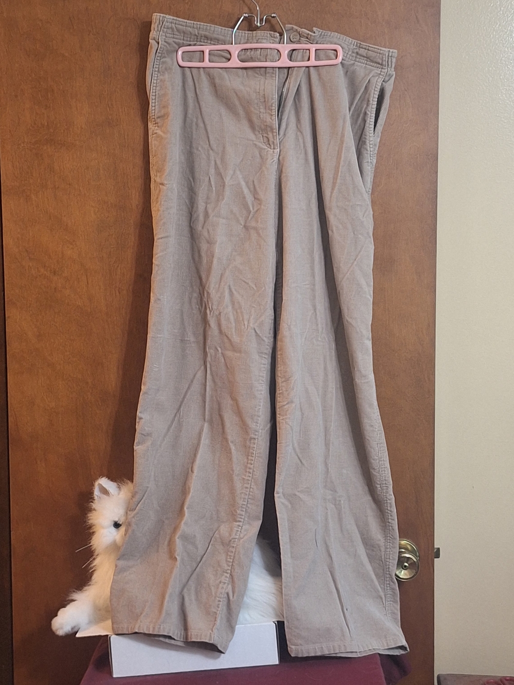 White Stag Wide-Leg Corduroy Pants in Light Taupe